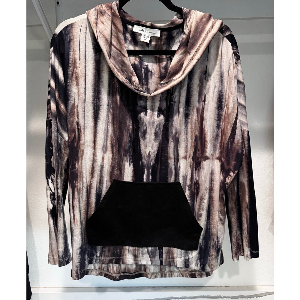 Karen Kane Medium Tie Dye Hoodie Top Long Sleeve Kangaroo Pocket Boho Casual